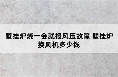 壁挂炉烧一会就报风压故障 壁挂炉换风机多少钱